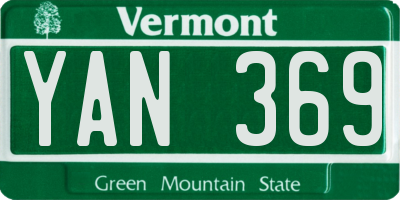 VT license plate YAN369