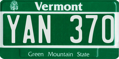 VT license plate YAN370
