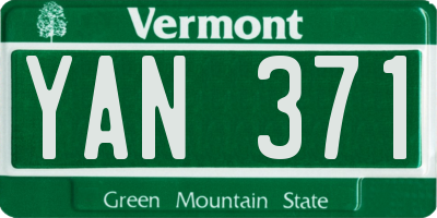 VT license plate YAN371