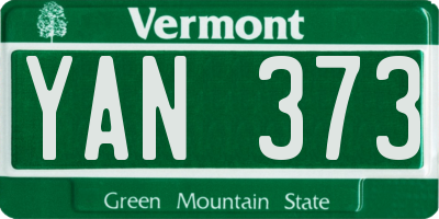 VT license plate YAN373