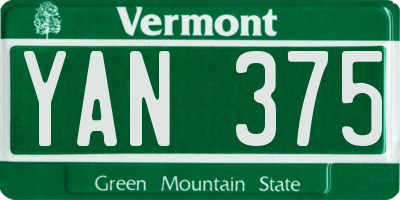 VT license plate YAN375