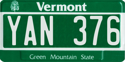 VT license plate YAN376