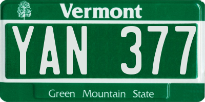 VT license plate YAN377