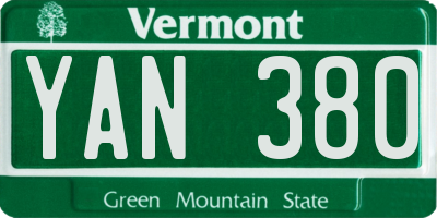 VT license plate YAN380