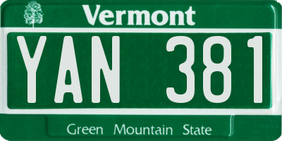VT license plate YAN381