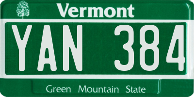 VT license plate YAN384