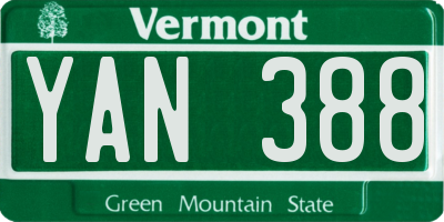 VT license plate YAN388