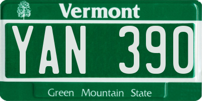 VT license plate YAN390