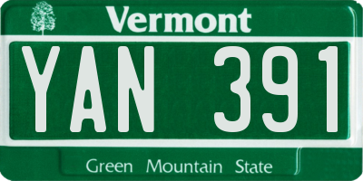 VT license plate YAN391