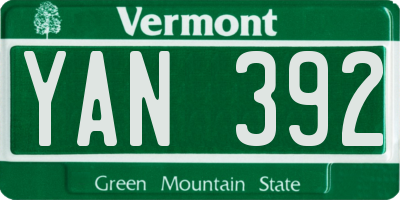 VT license plate YAN392