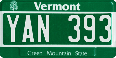 VT license plate YAN393