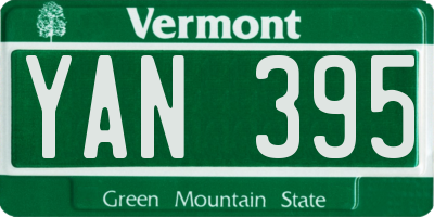VT license plate YAN395