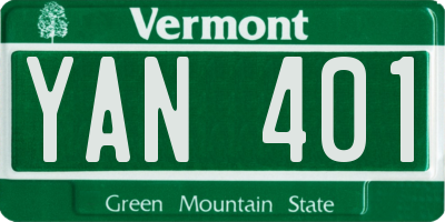 VT license plate YAN401