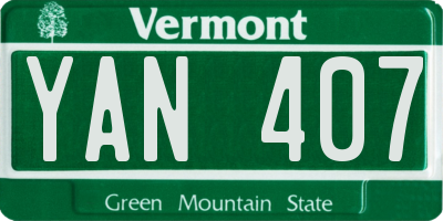 VT license plate YAN407