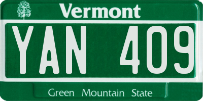 VT license plate YAN409