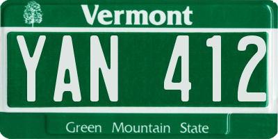 VT license plate YAN412