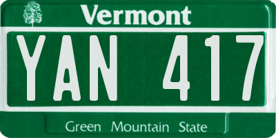 VT license plate YAN417