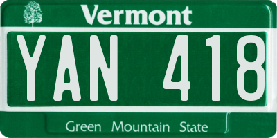 VT license plate YAN418