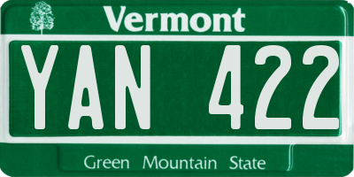 VT license plate YAN422