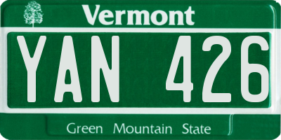 VT license plate YAN426