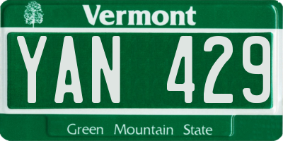 VT license plate YAN429