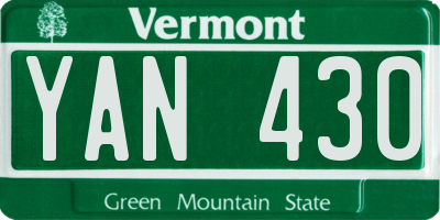 VT license plate YAN430