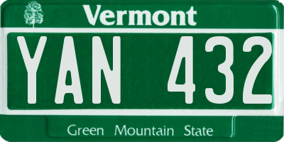 VT license plate YAN432