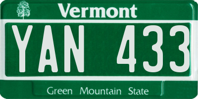 VT license plate YAN433