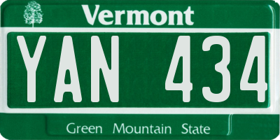 VT license plate YAN434