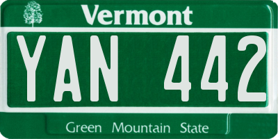 VT license plate YAN442