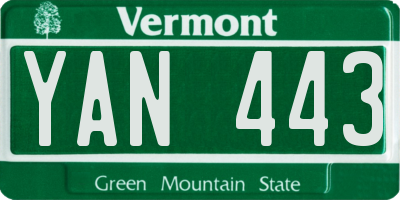 VT license plate YAN443