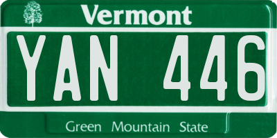 VT license plate YAN446