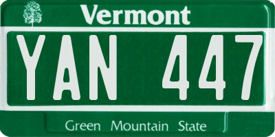 VT license plate YAN447