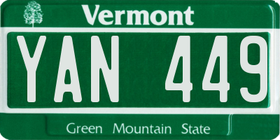 VT license plate YAN449
