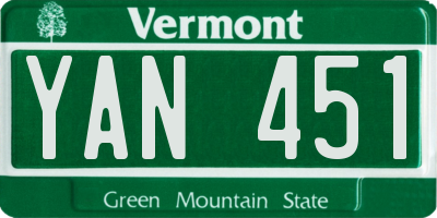 VT license plate YAN451