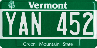 VT license plate YAN452