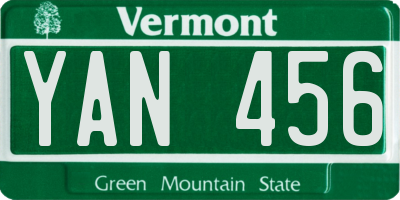 VT license plate YAN456