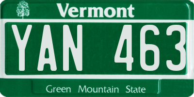 VT license plate YAN463