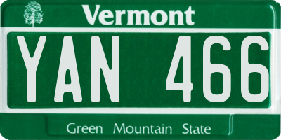 VT license plate YAN466