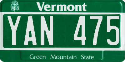 VT license plate YAN475