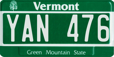 VT license plate YAN476