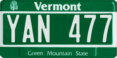 VT license plate YAN477