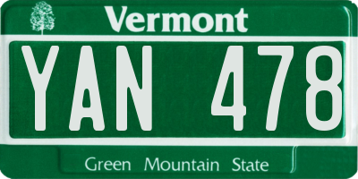 VT license plate YAN478