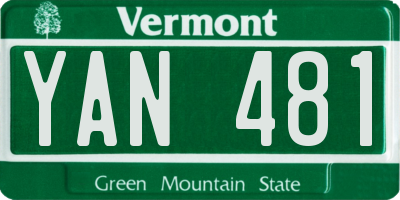 VT license plate YAN481