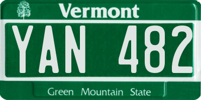 VT license plate YAN482