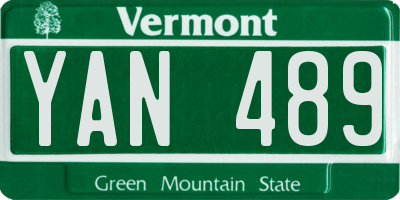 VT license plate YAN489