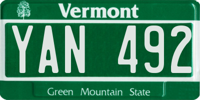 VT license plate YAN492