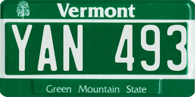 VT license plate YAN493