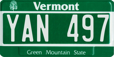 VT license plate YAN497