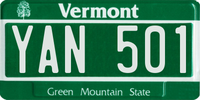 VT license plate YAN501